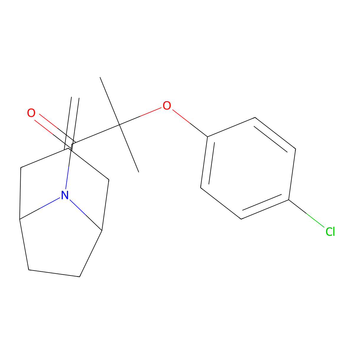 2-(4-Chlorophenoxy)-2-methyl-1-{3-methylidene-8-azabicyclo[3.2.1]octan-8-yl}propan-1-one molecular structure, CAS 2310098-56-5
