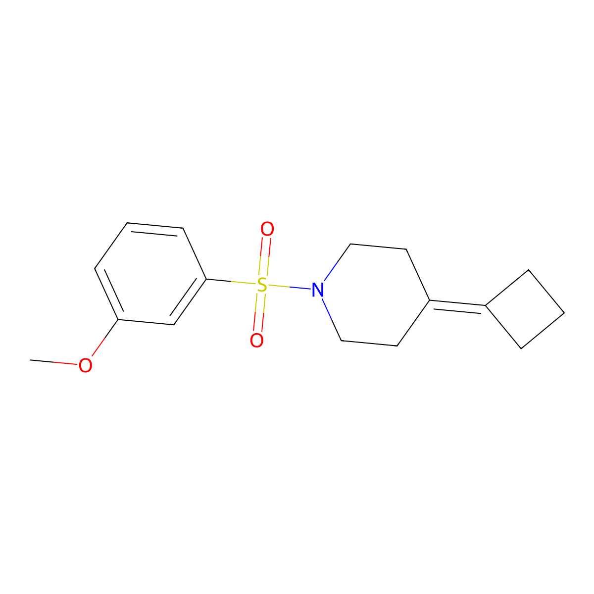 4-Cyclobutylidene-1-(3-methoxybenzenesulfonyl)piperidine molecular structure, CAS 2310099-12-6