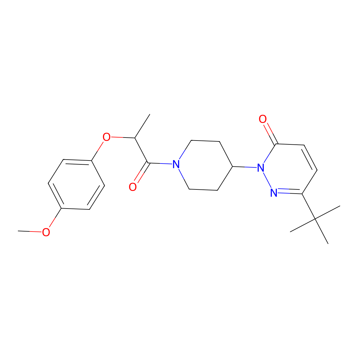 6-Tert-butyl-2-{1-[2-(4-methoxyphenoxy)propanoyl]piperidin-4-yl}-2,3-dihydropyridazin-3-one molecular structure, CAS 2310099-21-7