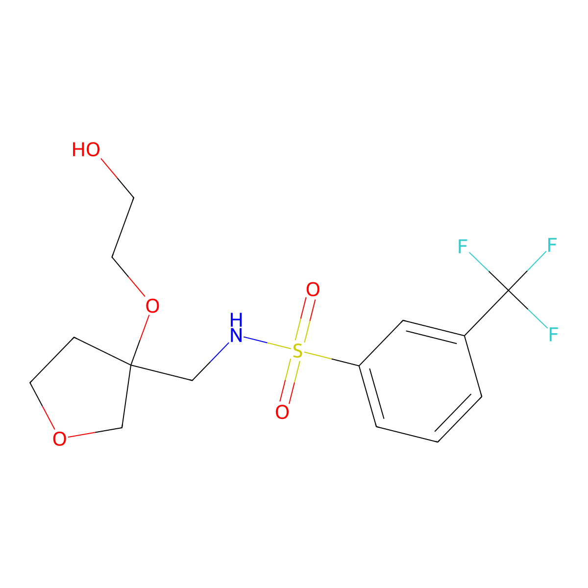 N-((3-(2-hydroxyethoxy)tetrahydrofuran-3-yl)methyl)-3-(trifluoromethyl)benzenesulfonamide molecular structure, CAS 2310099-37-5