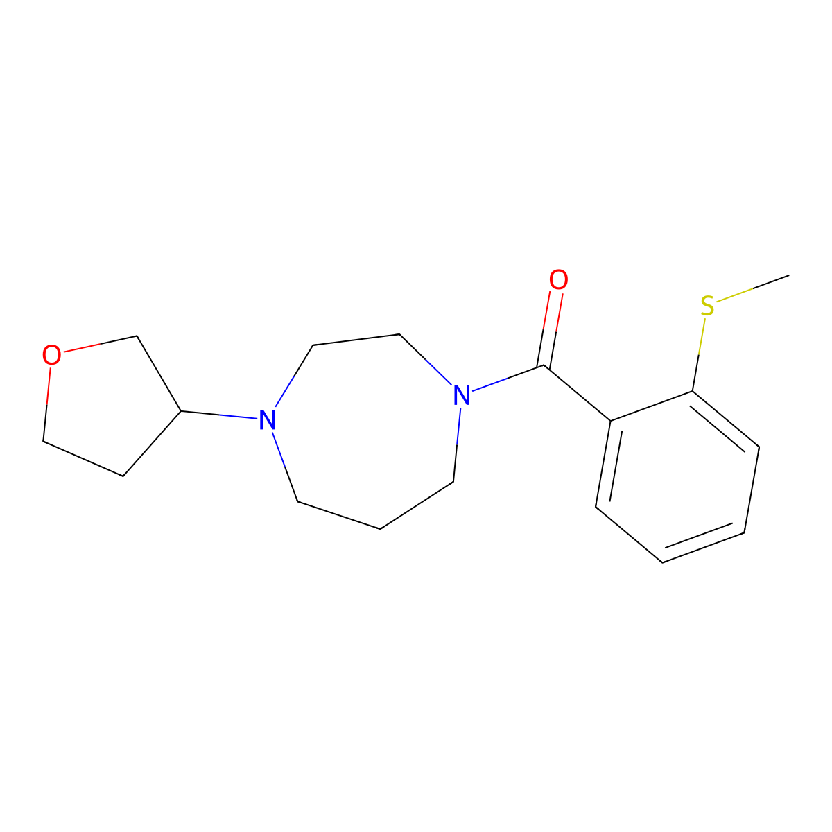 1-[2-(Methylsulfanyl)benzoyl]-4-(oxolan-3-yl)-1,4-diazepane molecular structure, CAS 2310099-45-5