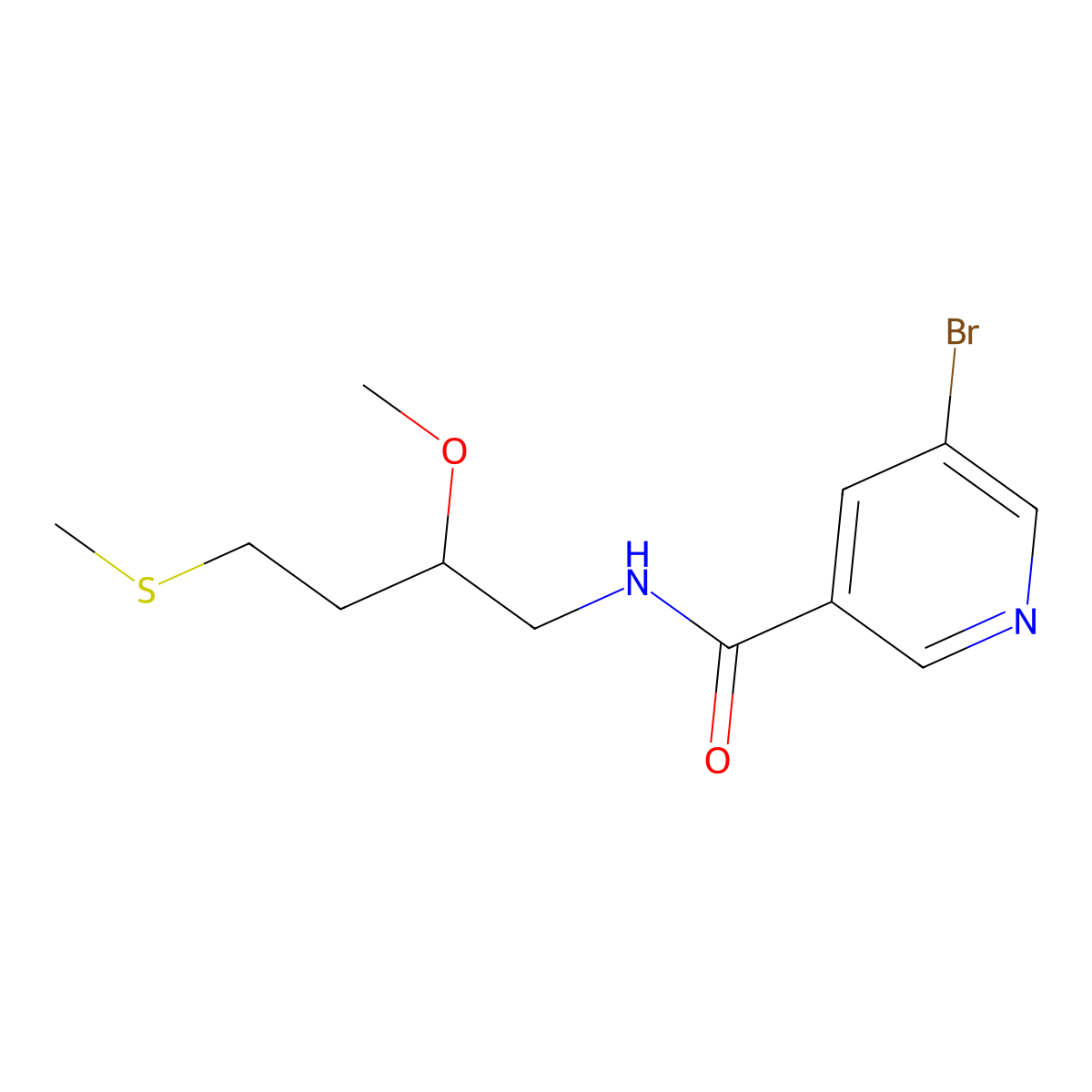 5-bromo-N-[2-methoxy-4-(methylsulfanyl)butyl]pyridine-3-carboxamide molecular structure, CAS 2310099-72-8