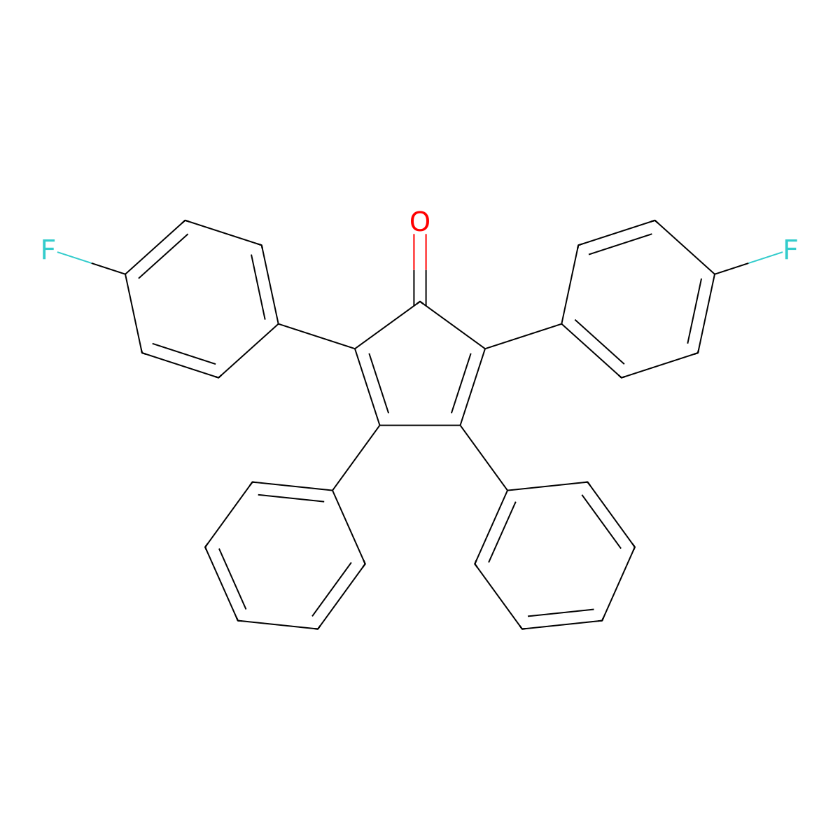 2,4-Cyclopentadien-1-one, 2,5-bis(p-fluorophenyl)-3,4-diphenyl- molecular structure, CAS 23101-20-4