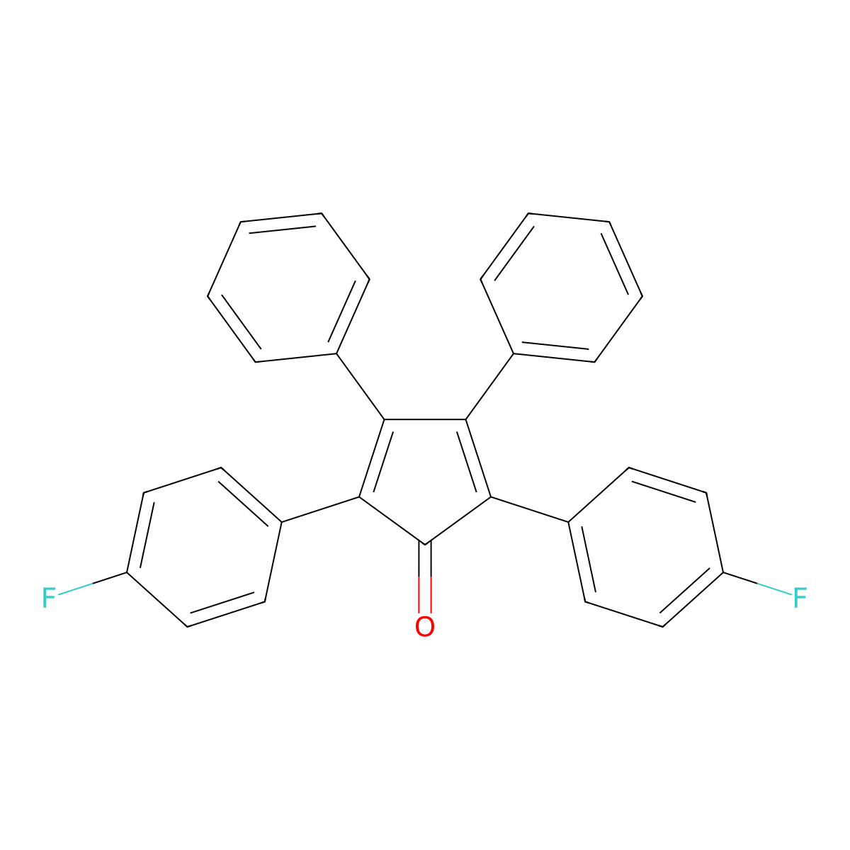 2,4-Cyclopentadien-1-one, 2,5-bis(p-fluorophenyl)-3,4-diphenyl- molecular structure, CAS 23101-20-4