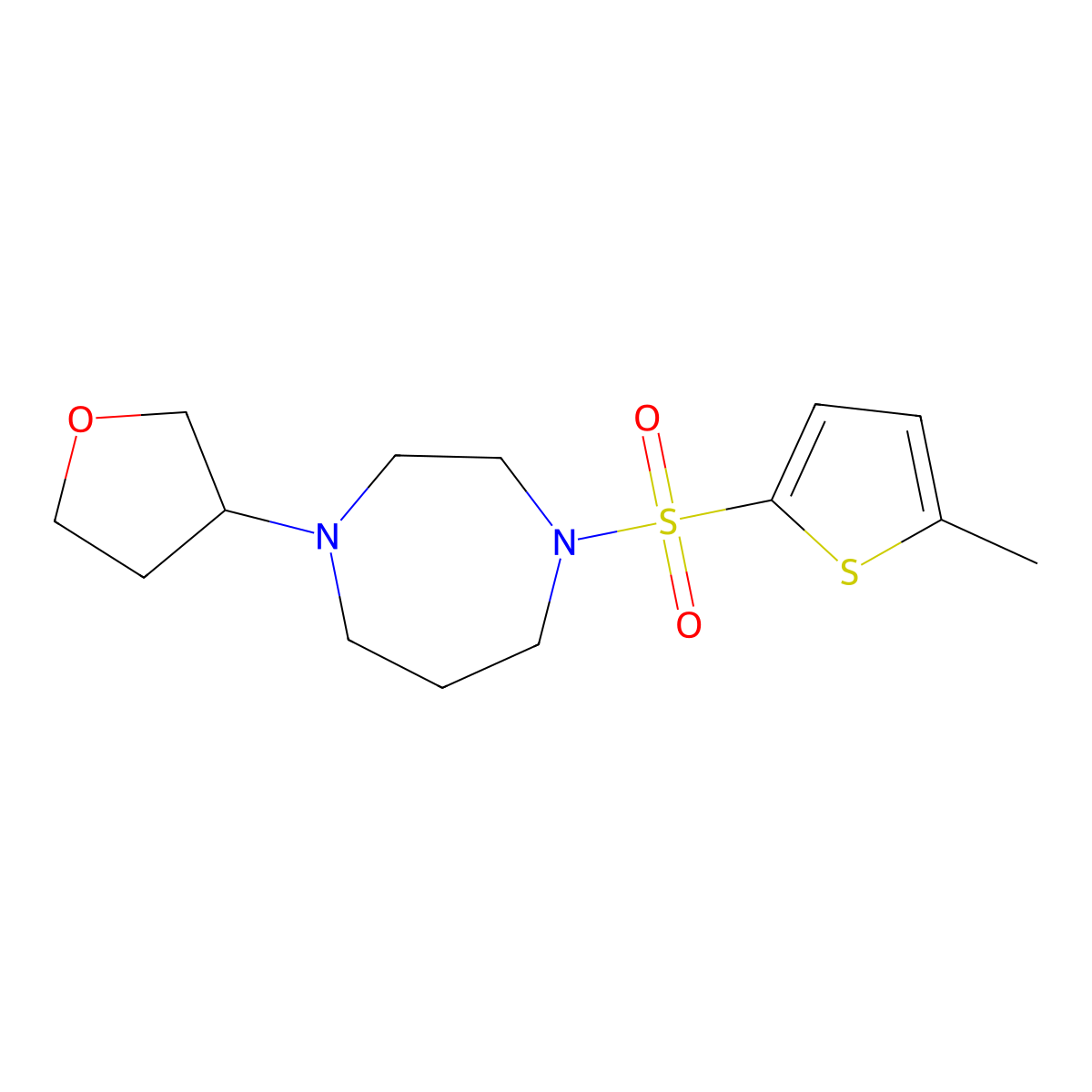 1-[(5-Methylthiophen-2-yl)sulfonyl]-4-(oxolan-3-yl)-1,4-diazepane molecular structure, CAS 2310100-35-5