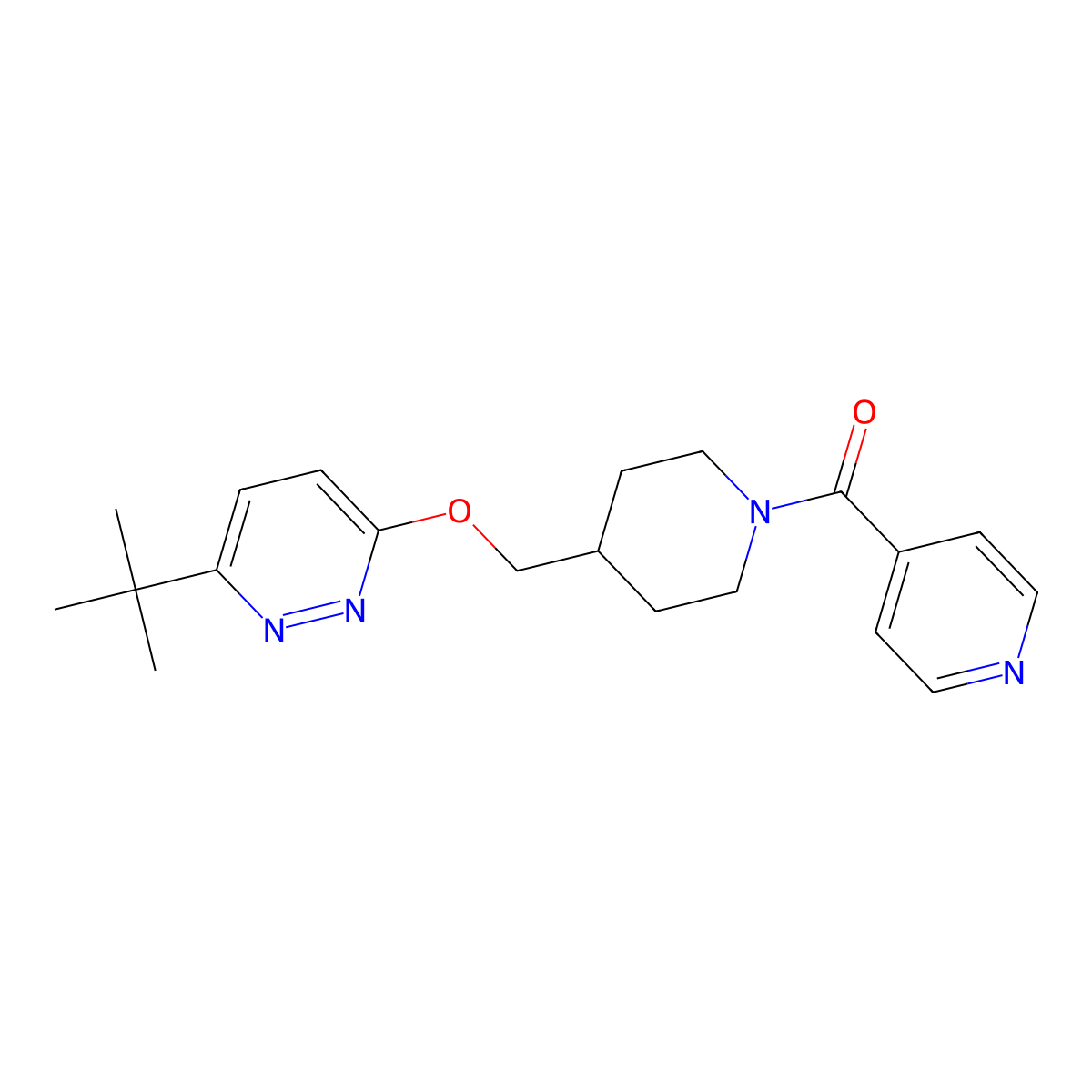 3-Tert-butyl-6-{[1-(pyridine-4-carbonyl)piperidin-4-yl]methoxy}pyridazine molecular structure, CAS 2310100-80-0