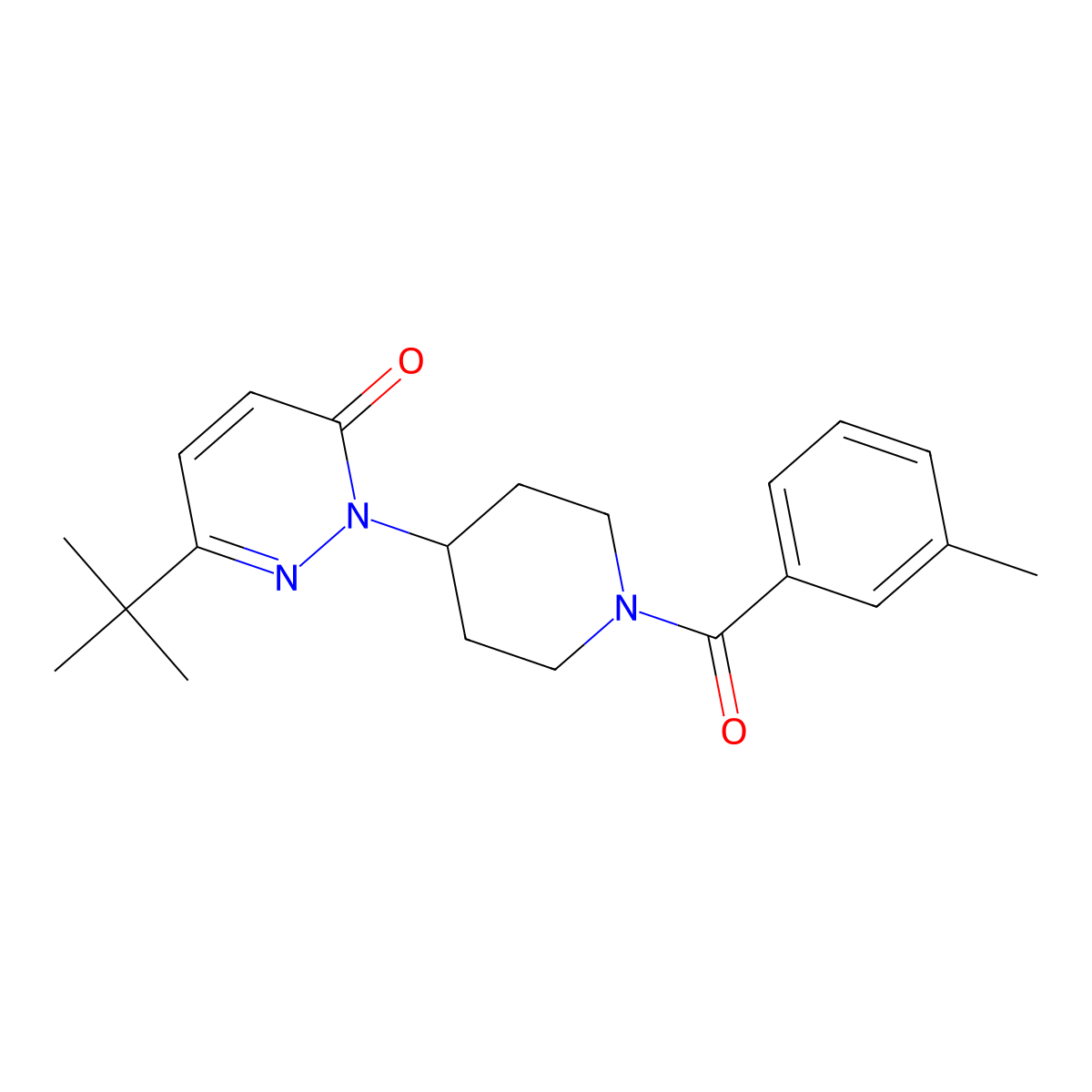 6-Tert-butyl-2-[1-(3-methylbenzoyl)piperidin-4-yl]-2,3-dihydropyridazin-3-one molecular structure, CAS 2310100-95-7