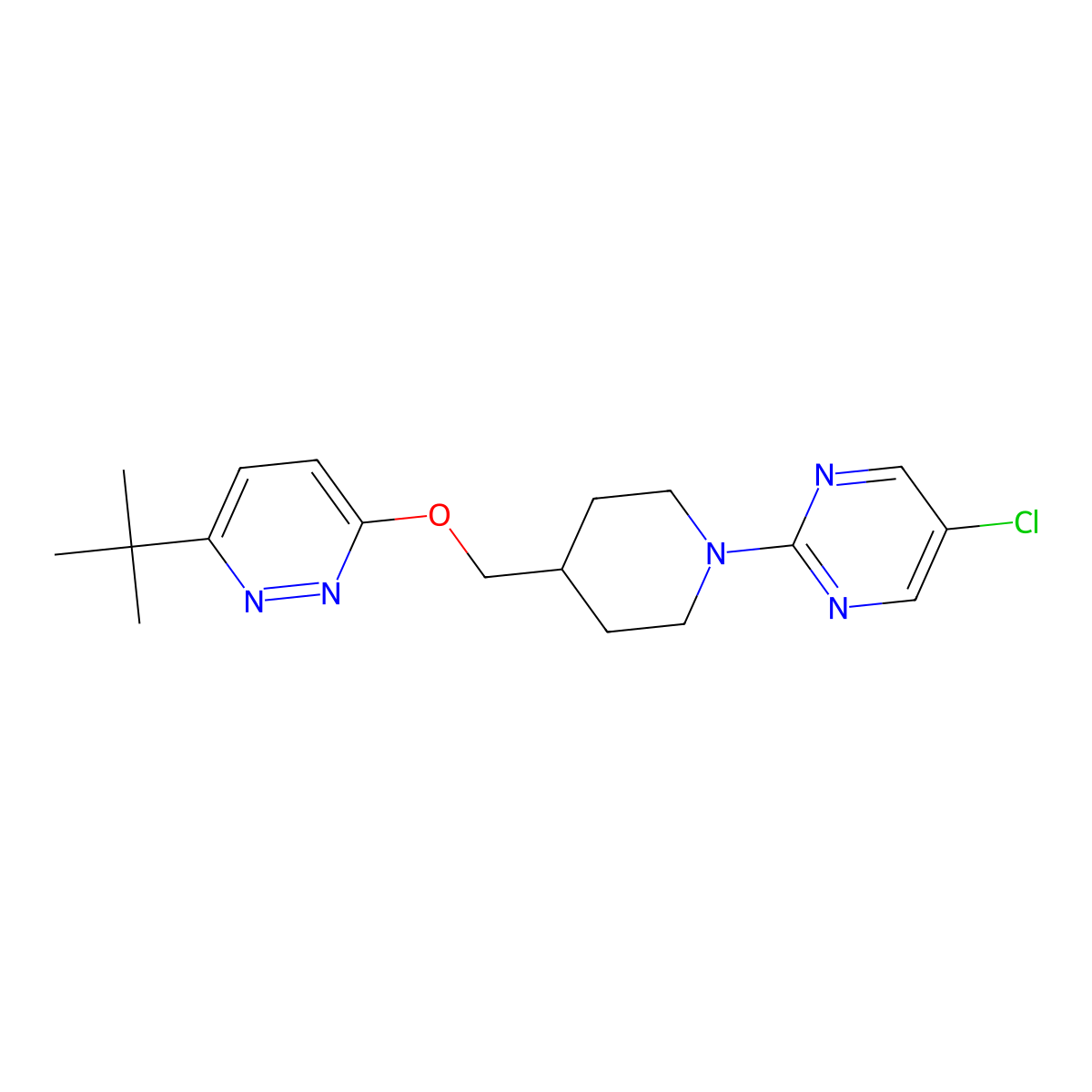 2-(4-{[(6-Tert-butylpyridazin-3-yl)oxy]methyl}piperidin-1-yl)-5-chloropyrimidine molecular structure, CAS 2310101-08-5