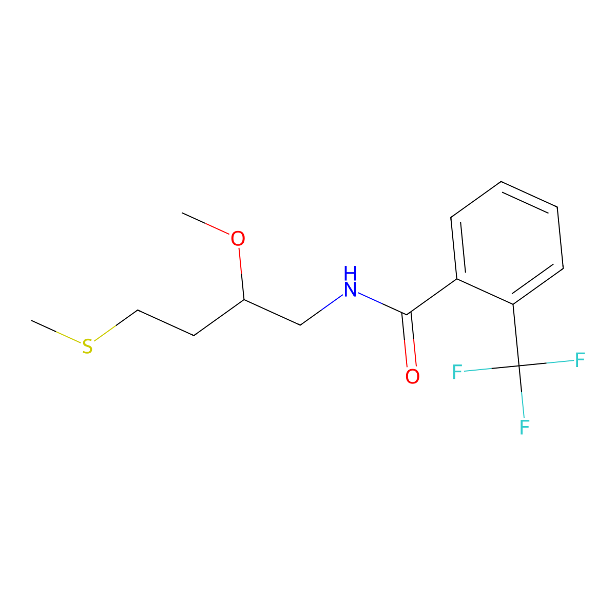 N-[2-methoxy-4-(methylsulfanyl)butyl]-2-(trifluoromethyl)benzamide molecular structure, CAS 2310101-21-2