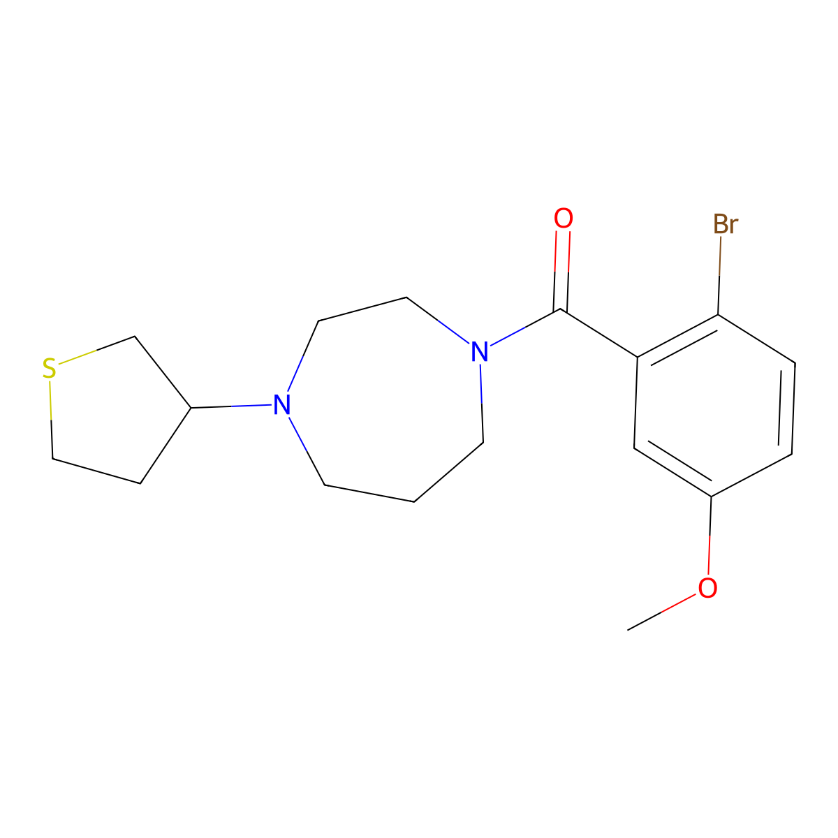 1-(2-Bromo-5-methoxybenzoyl)-4-(thiolan-3-yl)-1,4-diazepane molecular structure, CAS 2310101-28-9