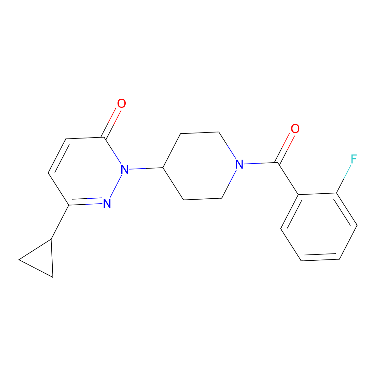6-Cyclopropyl-2-[1-(2-fluorobenzoyl)piperidin-4-yl]-2,3-dihydropyridazin-3-one molecular structure, CAS 2310101-36-9