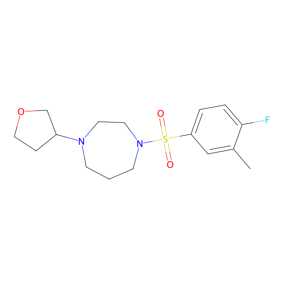 1-(4-Fluoro-3-methylbenzenesulfonyl)-4-(oxolan-3-yl)-1,4-diazepane molecular structure, CAS 2310101-84-7