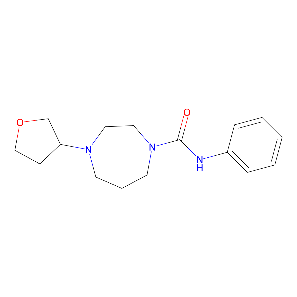 4-(oxolan-3-yl)-N-phenyl-1,4-diazepane-1-carboxamide molecular structure, CAS 2310102-23-7