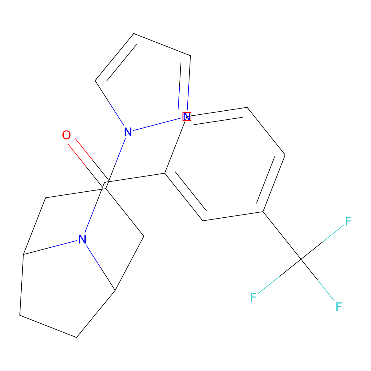 3-(1H-pyrazol-1-yl)-8-[3-(trifluoromethyl)benzoyl]-8-azabicyclo[3.2.1]octane molecular structure, CAS 2310102-31-7