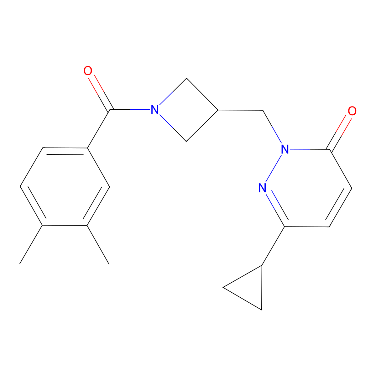 6-Cyclopropyl-2-{[1-(3,4-dimethylbenzoyl)azetidin-3-yl]methyl}-2,3-dihydropyridazin-3-one molecular structure, CAS 2310102-37-3