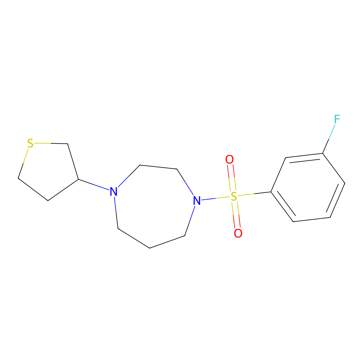 1-((3-Fluorophenyl)sulfonyl)-4-(tetrahydrothiophen-3-yl)-1,4-diazepane molecular structure, CAS 2310102-44-2