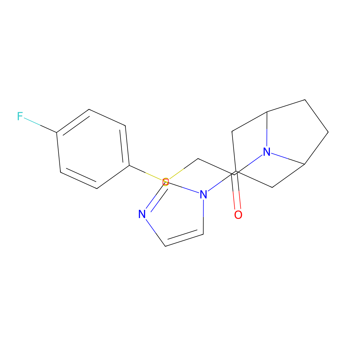 2-[(4-fluorophenyl)sulfanyl]-1-[3-(1H-imidazol-1-yl)-8-azabicyclo[3.2.1]octan-8-yl]ethan-1-one molecular structure, CAS 2310102-57-7