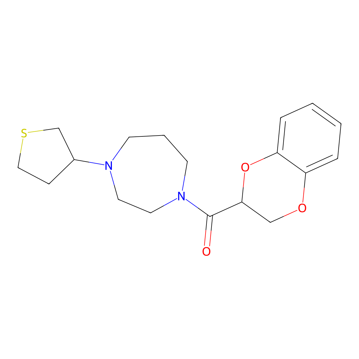 1-(2,3-Dihydro-1,4-benzodioxine-2-carbonyl)-4-(thiolan-3-yl)-1,4-diazepane molecular structure, CAS 2310102-62-4