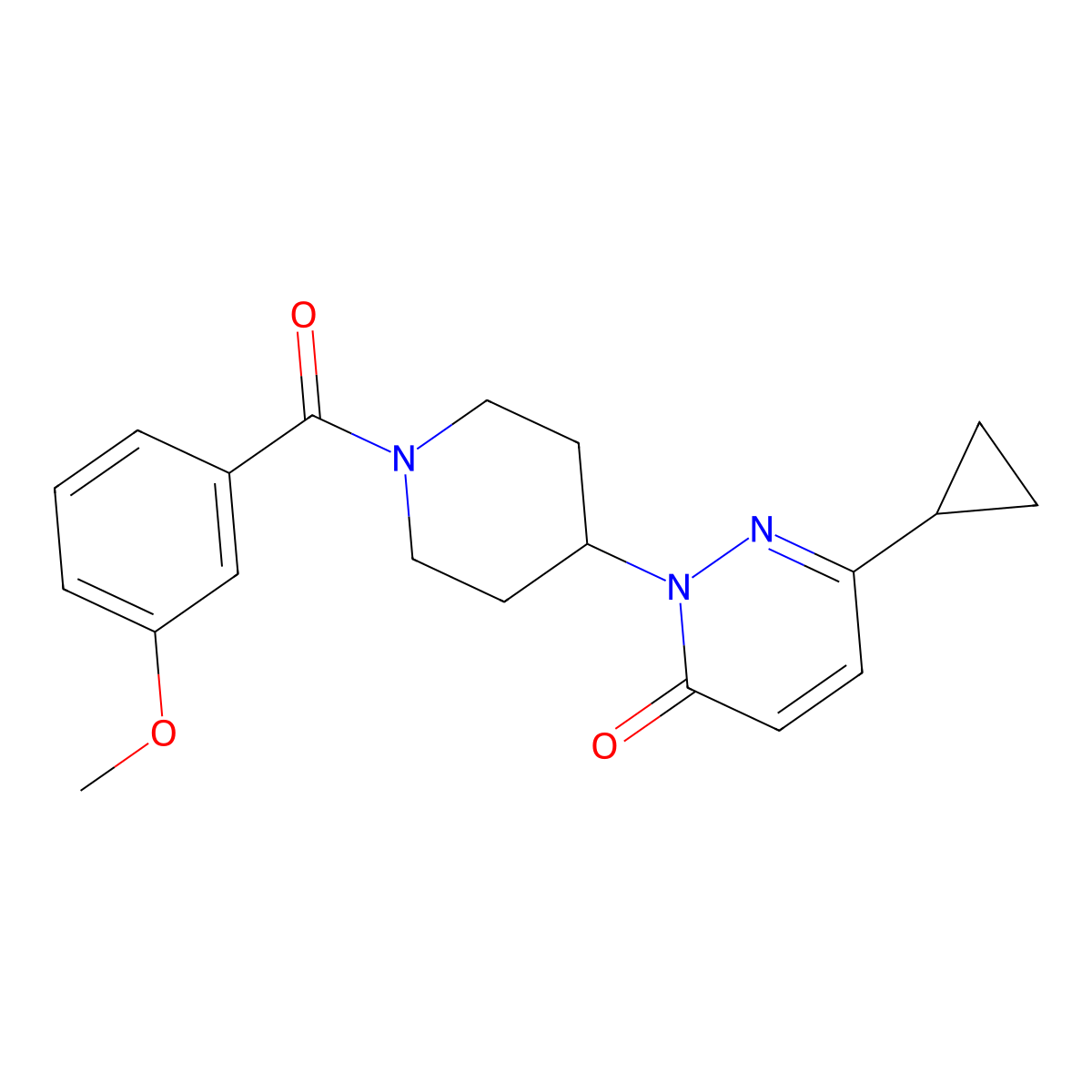 6-Cyclopropyl-2-[1-(3-methoxybenzoyl)piperidin-4-yl]-2,3-dihydropyridazin-3-one molecular structure, CAS 2310102-64-6