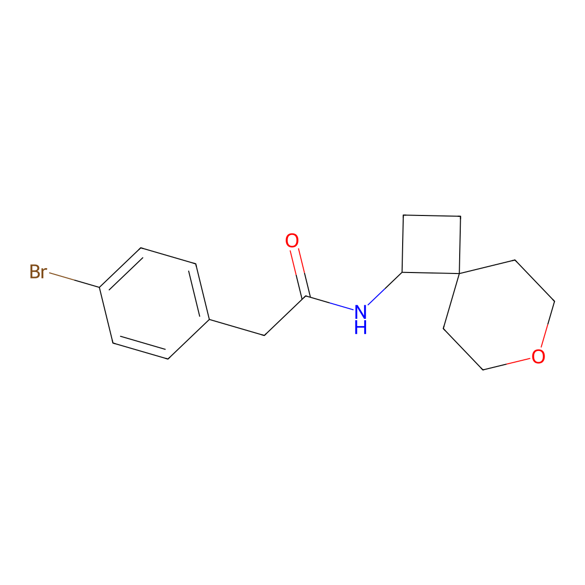 2-(4-bromophenyl)-N-{7-oxaspiro[3.5]nonan-1-yl}acetamide molecular structure, CAS 2310102-83-9