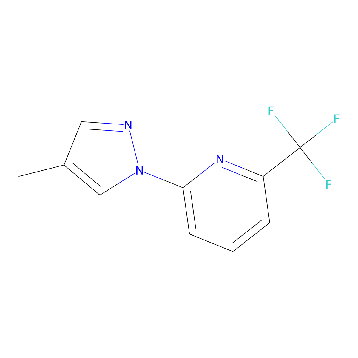 2-(4-methyl-1H-pyrazol-1-yl)-6-(trifluoromethyl)pyridine molecular structure, CAS 2310102-85-1