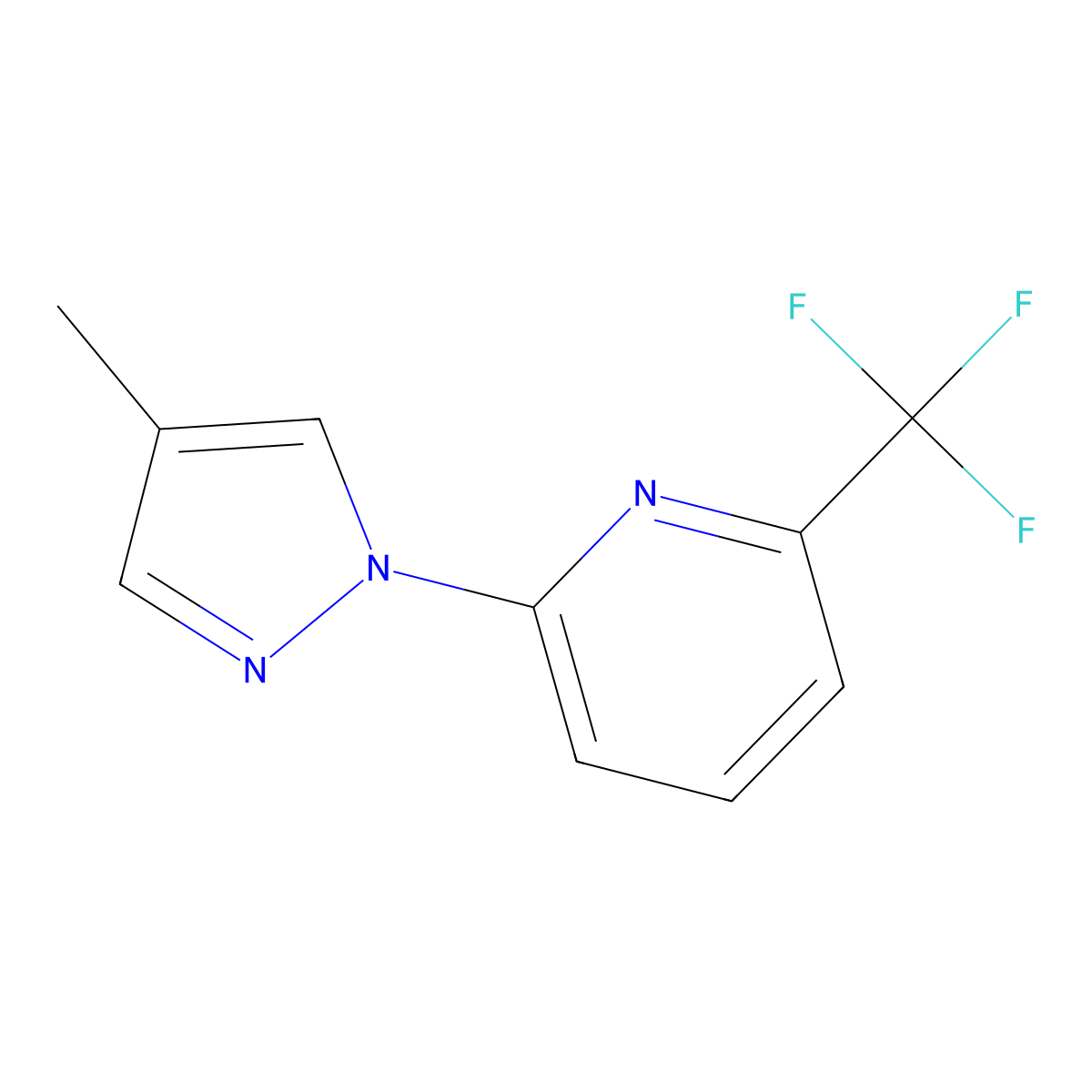 2-(4-methyl-1H-pyrazol-1-yl)-6-(trifluoromethyl)pyridine molecular structure, CAS 2310102-85-1