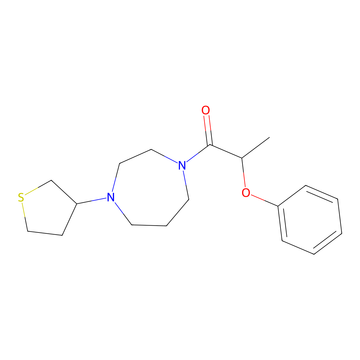 2-Phenoxy-1-[4-(thiolan-3-yl)-1,4-diazepan-1-yl]propan-1-one molecular structure, CAS 2310102-92-0