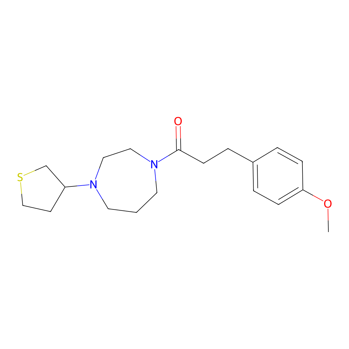 3-(4-Methoxyphenyl)-1-[4-(thiolan-3-yl)-1,4-diazepan-1-yl]propan-1-one molecular structure, CAS 2310102-97-5
