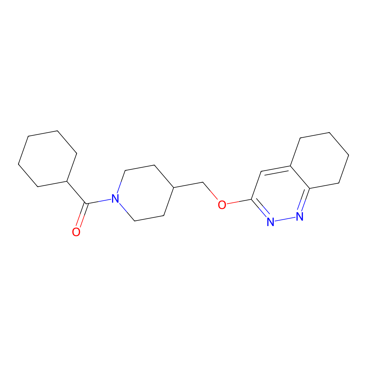 3-[(1-Cyclohexanecarbonylpiperidin-4-yl)methoxy]-5,6,7,8-tetrahydrocinnoline molecular structure, CAS 2310103-08-1