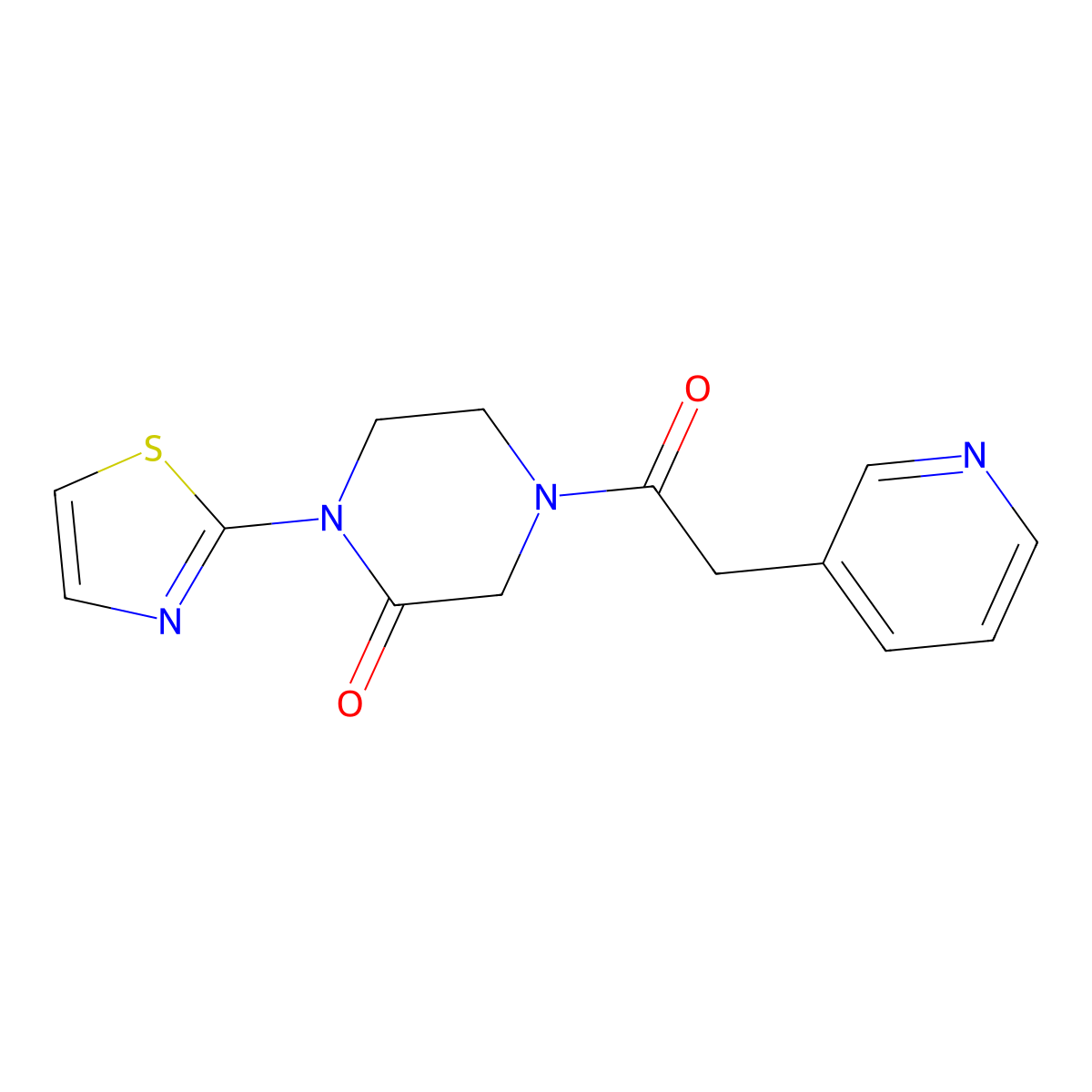 4-[2-(Pyridin-3-yl)acetyl]-1-(1,3-thiazol-2-yl)piperazin-2-one molecular structure, CAS 2310103-14-9