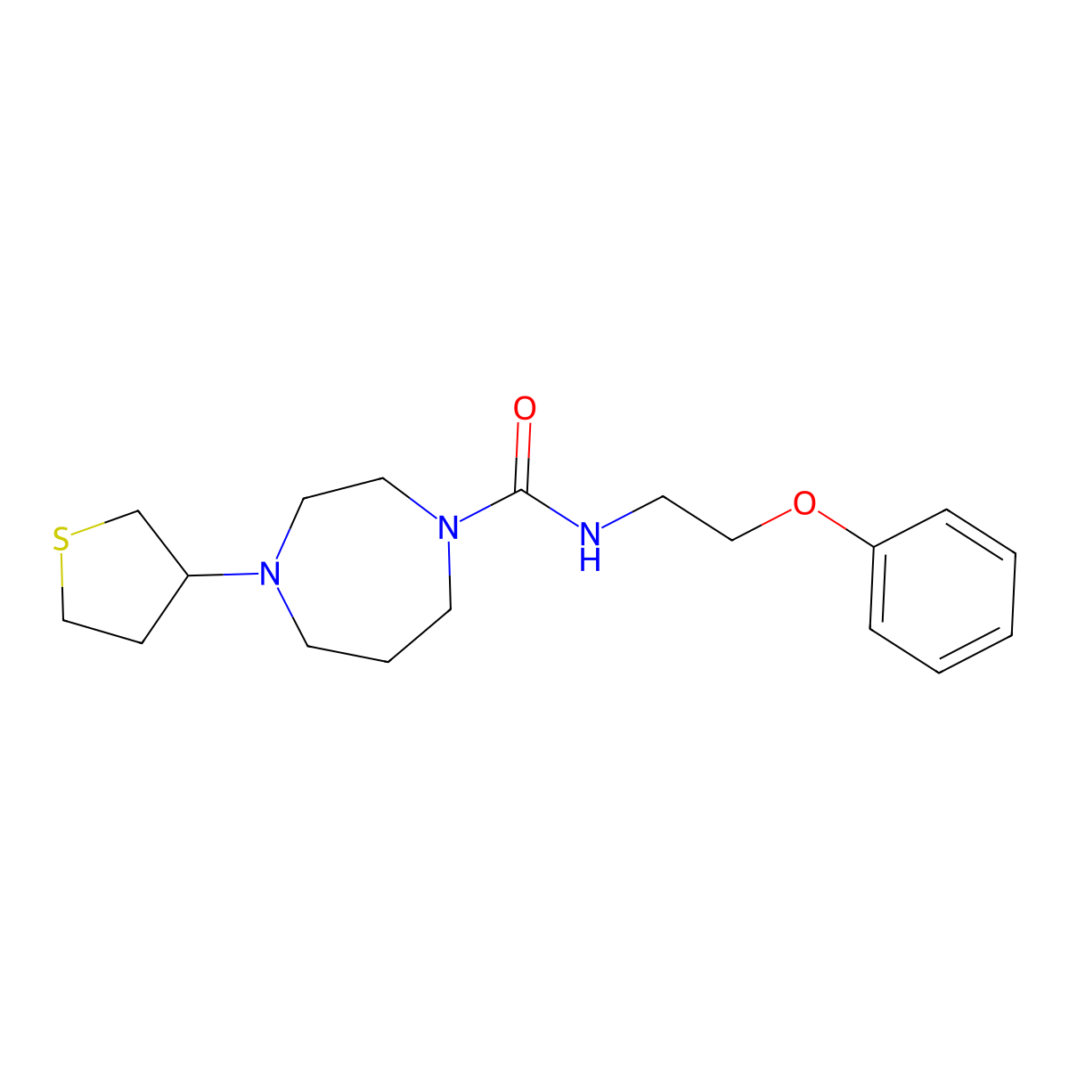 N-(2-phenoxyethyl)-4-(thiolan-3-yl)-1,4-diazepane-1-carboxamide molecular structure, CAS 2310103-37-6