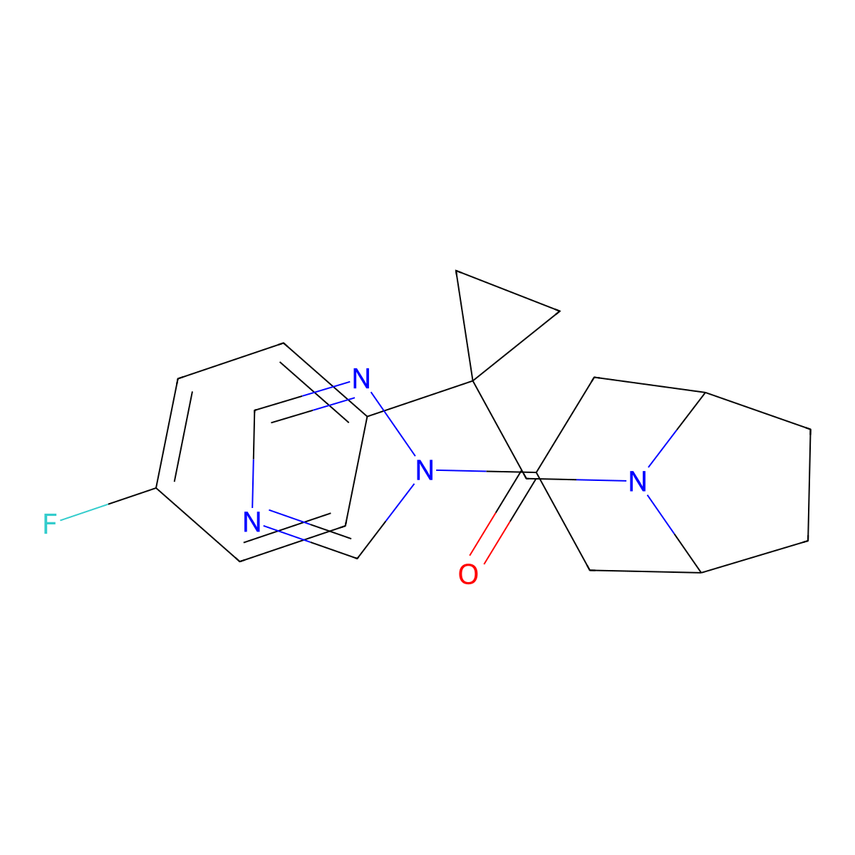 8-[1-(4-fluorophenyl)cyclopropanecarbonyl]-3-(1H-1,2,4-triazol-1-yl)-8-azabicyclo[3.2.1]octane molecular structure, CAS 2310103-42-3