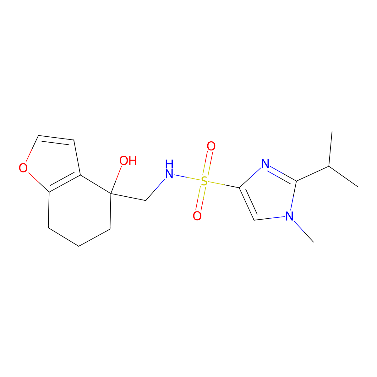 N-[(4-hydroxy-4,5,6,7-tetrahydro-1-benzofuran-4-yl)methyl]-1-methyl-2-(propan-2-yl)-1H-imidazole-4-sulfonamide molecular structure, CAS 2310103-66-1
