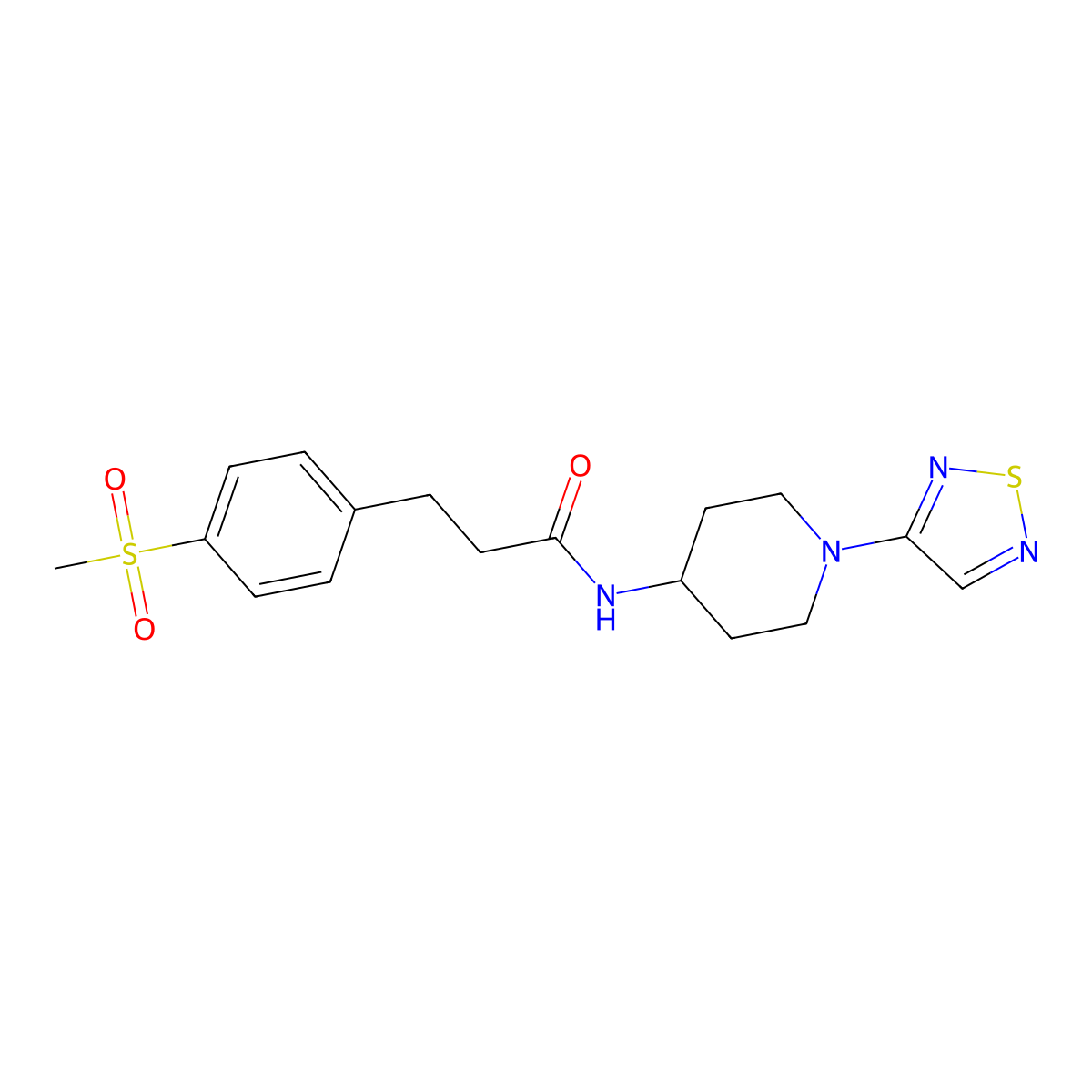 3-(4-methanesulfonylphenyl)-N-[1-(1,2,5-thiadiazol-3-yl)piperidin-4-yl]propanamide molecular structure, CAS 2310103-73-0