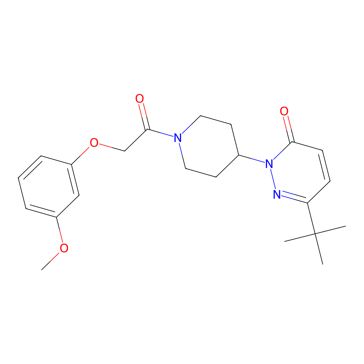 6-Tert-butyl-2-{1-[2-(3-methoxyphenoxy)acetyl]piperidin-4-yl}-2,3-dihydropyridazin-3-one molecular structure, CAS 2310103-81-0