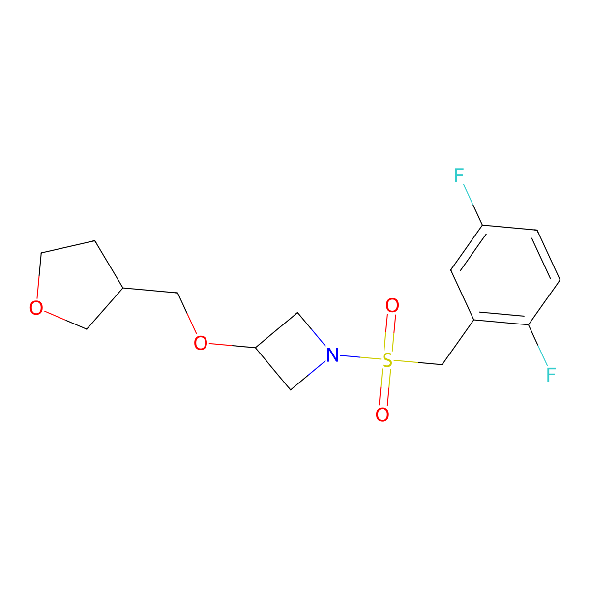 1-[(2,5-Difluorophenyl)methanesulfonyl]-3-[(oxolan-3-yl)methoxy]azetidine molecular structure, CAS 2310103-93-4