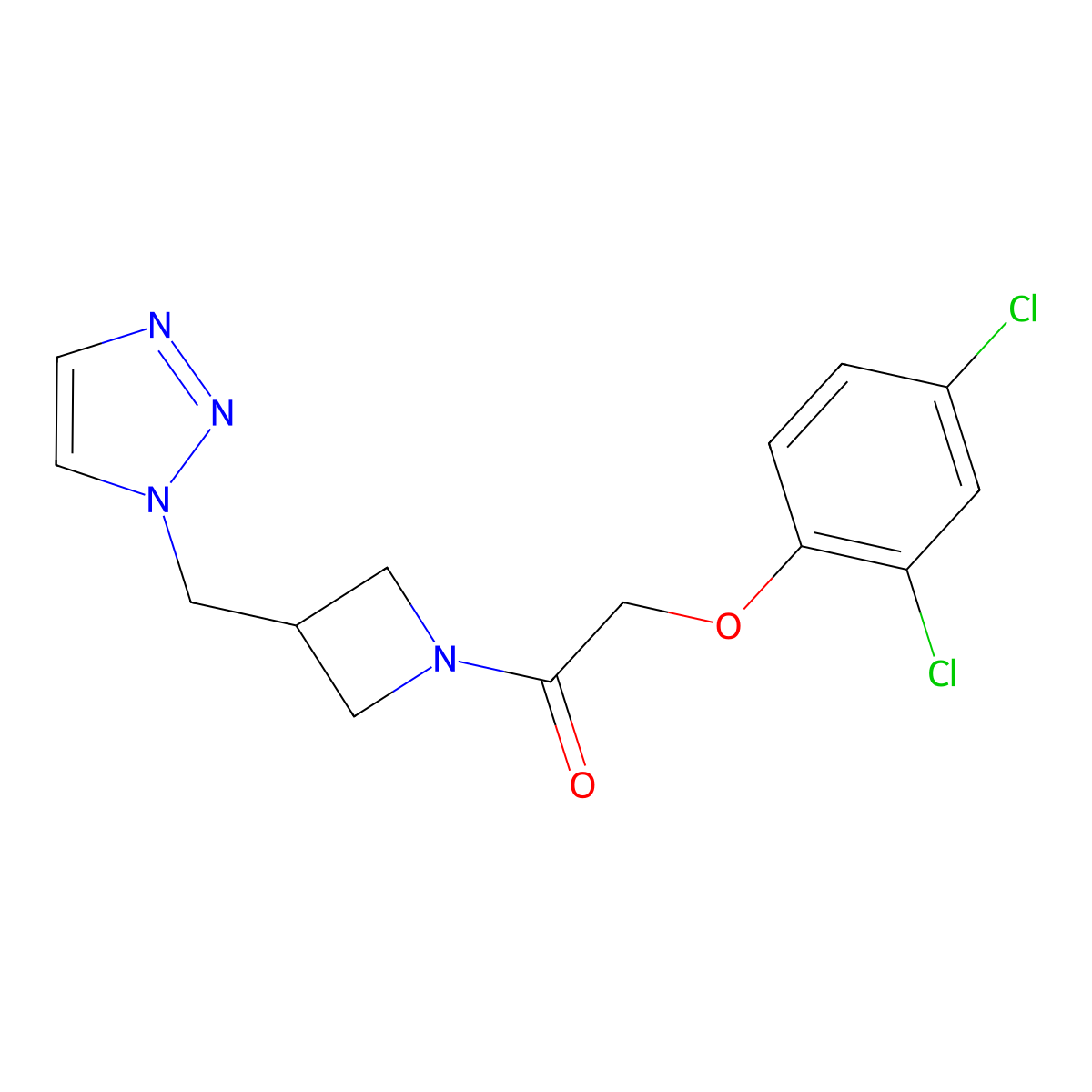 2-(2,4-dichlorophenoxy)-1-{3-[(1H-1,2,3-triazol-1-yl)methyl]azetidin-1-yl}ethan-1-one molecular structure, CAS 2310103-97-8