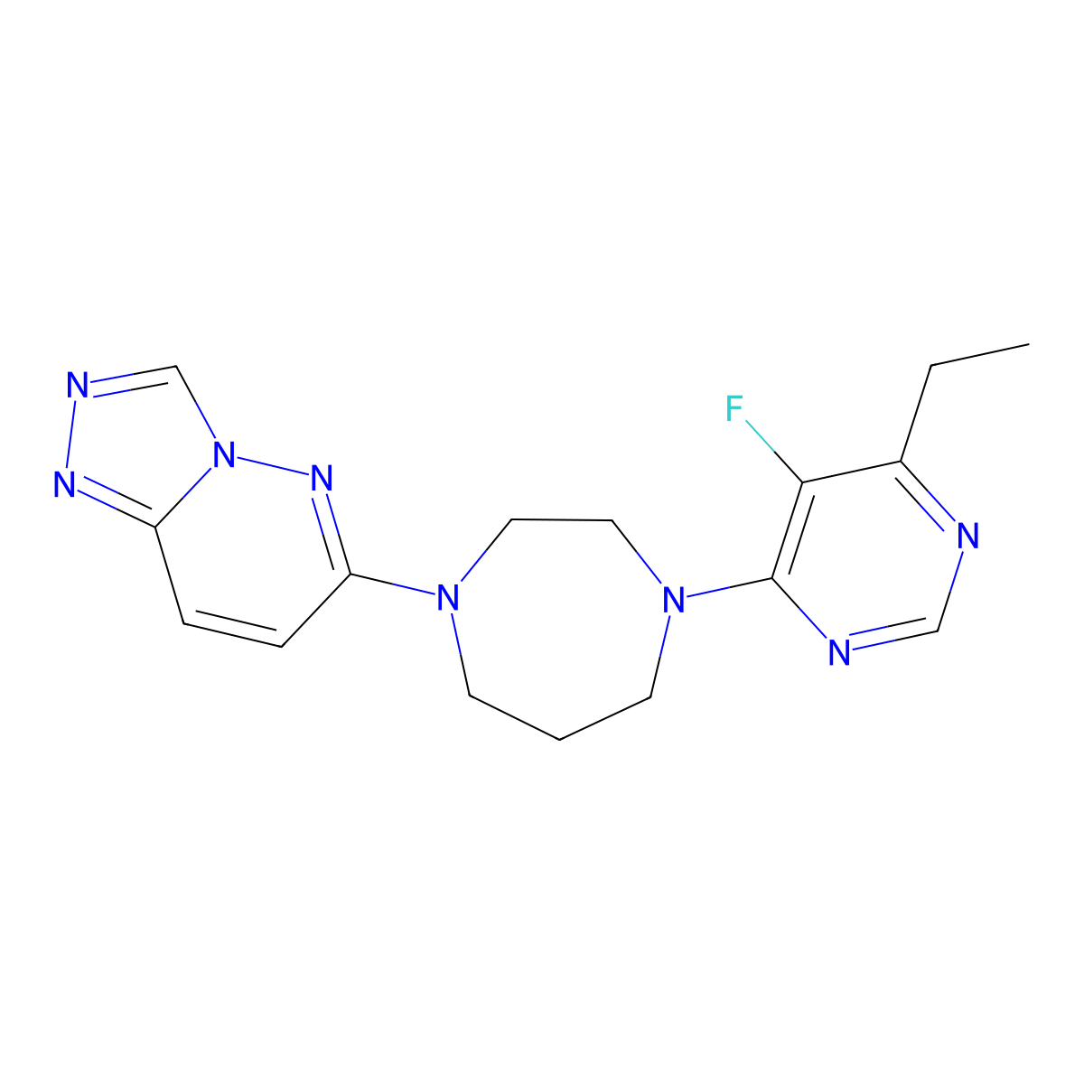 6-(4-(6-Ethyl-5-fluoropyrimidin-4-yl)-1,4-diazepan-1-yl)-[1,2,4]triazolo[4,3-b]pyridazine molecular structure, CAS 2310104-54-0