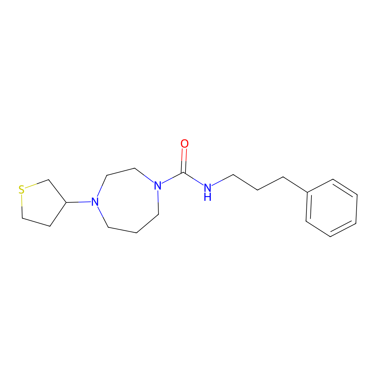 N-(3-phenylpropyl)-4-(thiolan-3-yl)-1,4-diazepane-1-carboxamide molecular structure, CAS 2310104-59-5