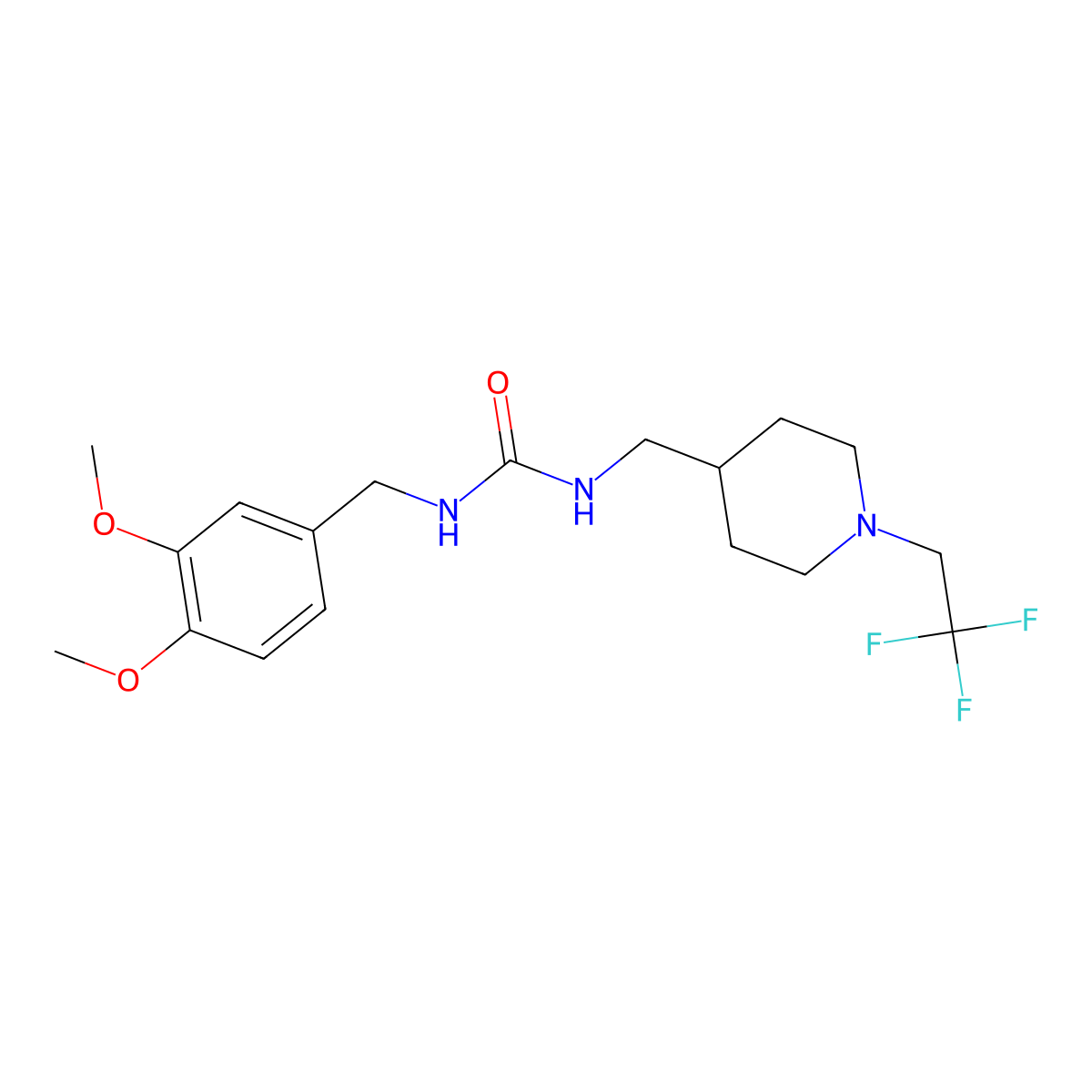 1-[(3,4-Dimethoxyphenyl)methyl]-3-{[1-(2,2,2-trifluoroethyl)piperidin-4-yl]methyl}urea molecular structure, CAS 2310104-68-6