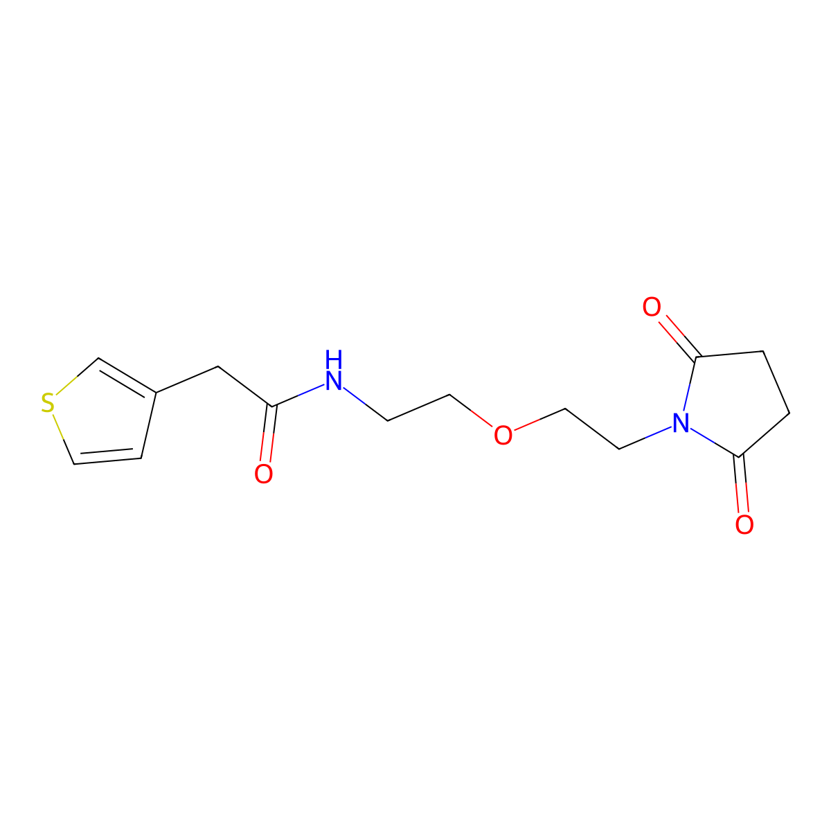 N-(2-(2-(2,5-dioxopyrrolidin-1-yl)ethoxy)ethyl)-2-(thiophen-3-yl)acetamide molecular structure, CAS 2310121-12-9