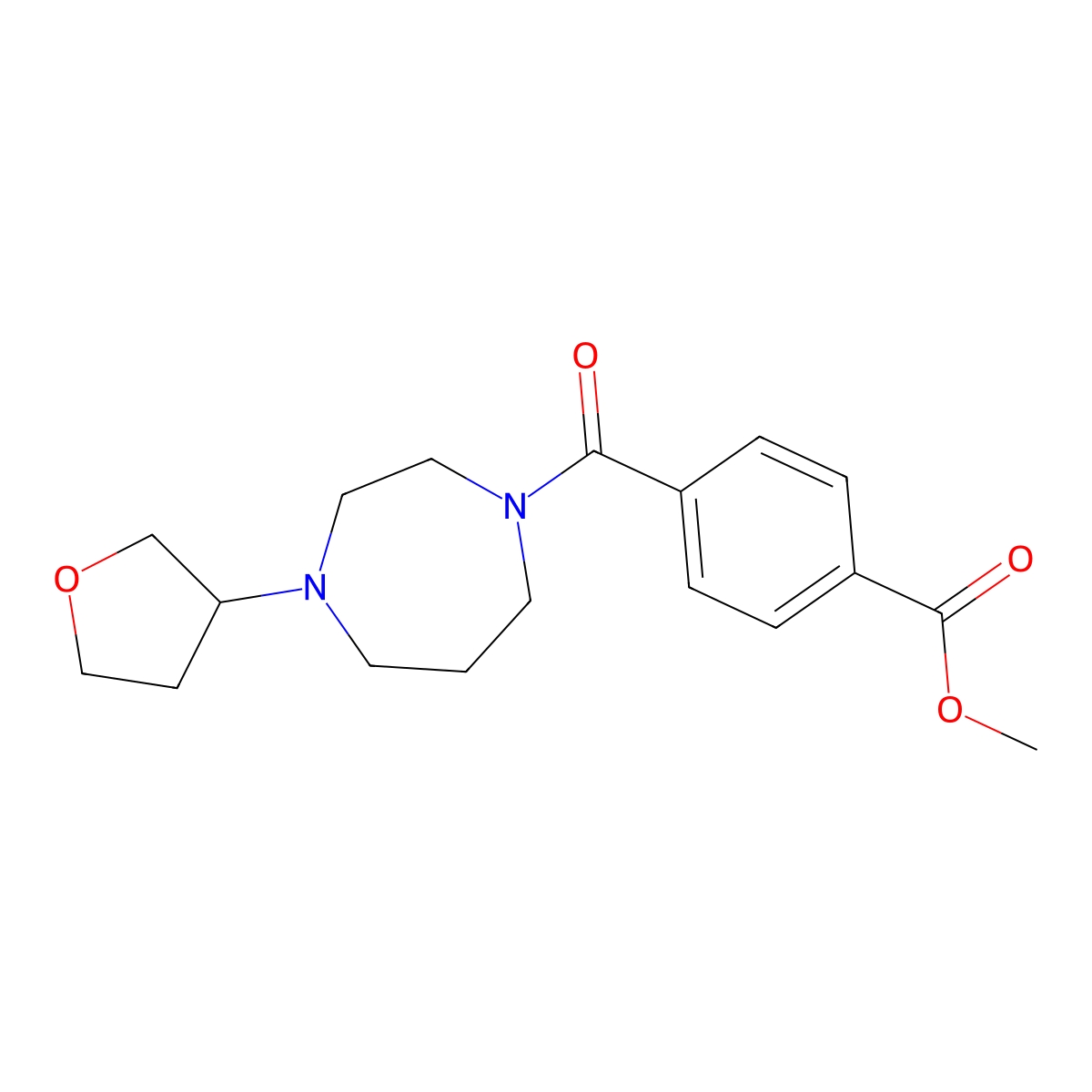 Methyl 4-[4-(oxolan-3-yl)-1,4-diazepane-1-carbonyl]benzoate molecular structure, CAS 2310121-36-7