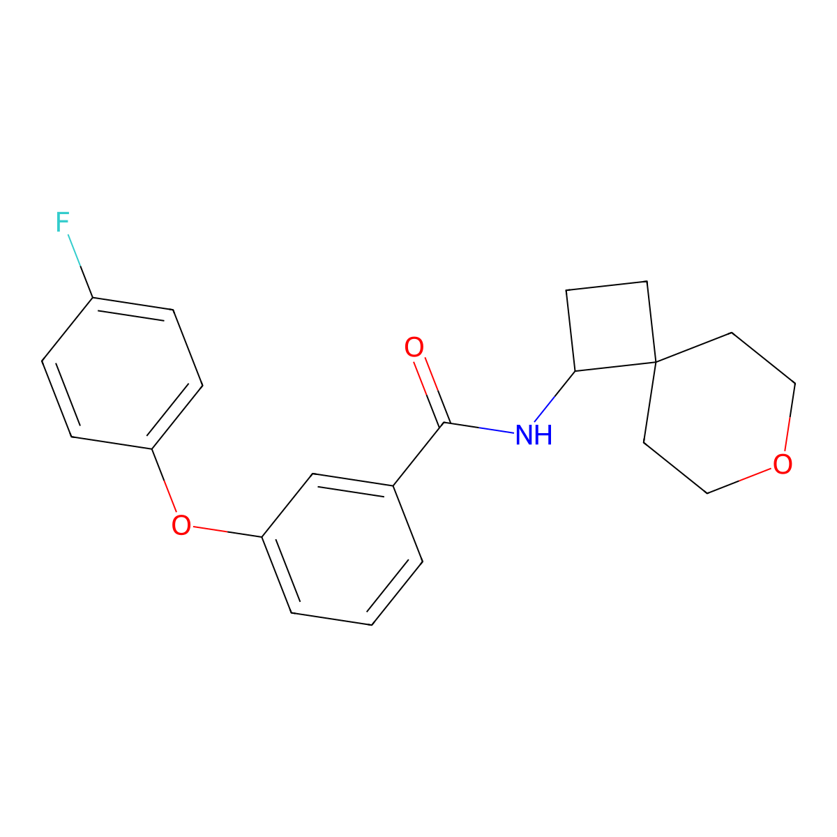3-(4-fluorophenoxy)-N-{7-oxaspiro[3.5]nonan-1-yl}benzamide molecular structure, CAS 2310121-63-0