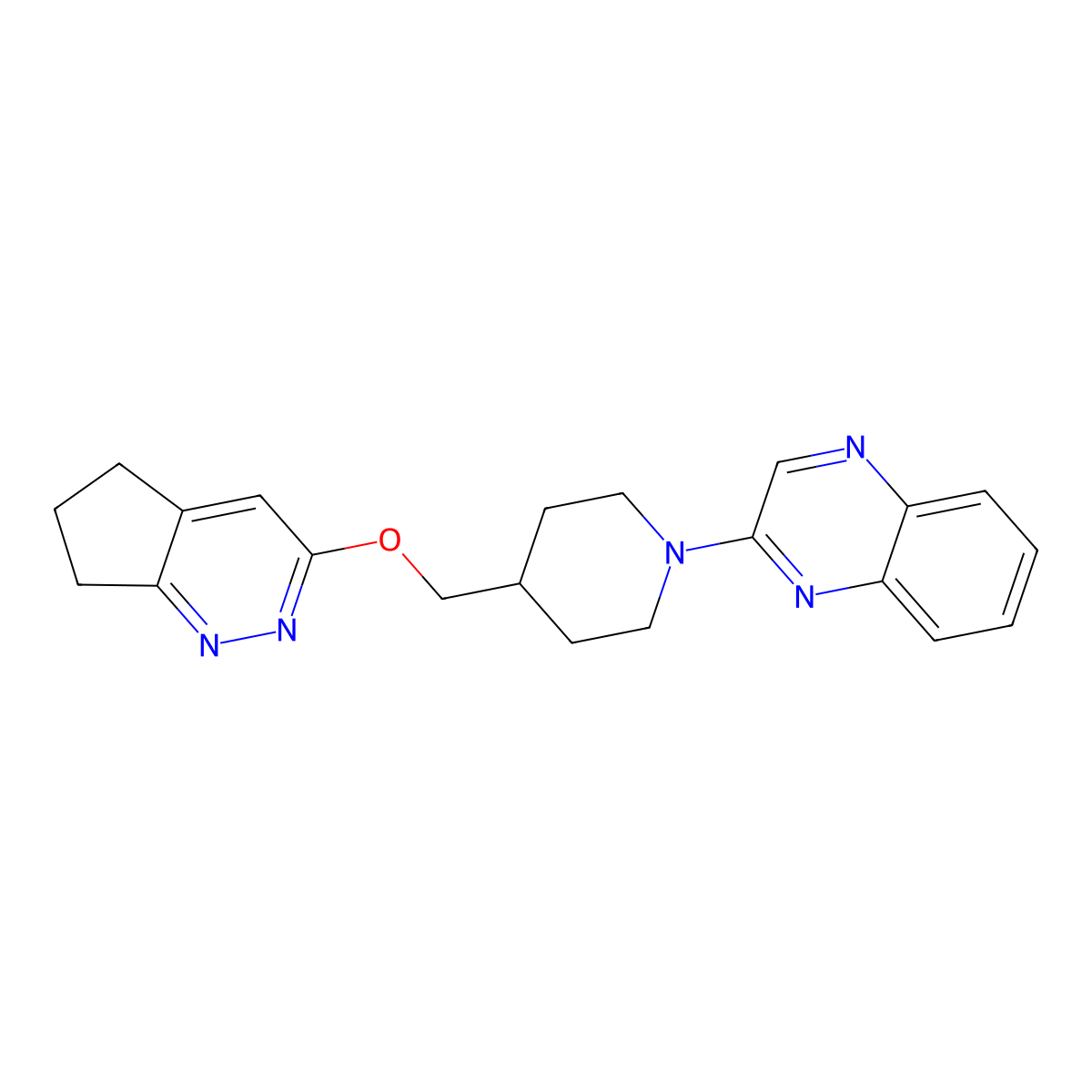 2-[4-({5H,6H,7H-cyclopenta[c]pyridazin-3-yloxy}methyl)piperidin-1-yl]quinoxaline molecular structure, CAS 2310121-71-0