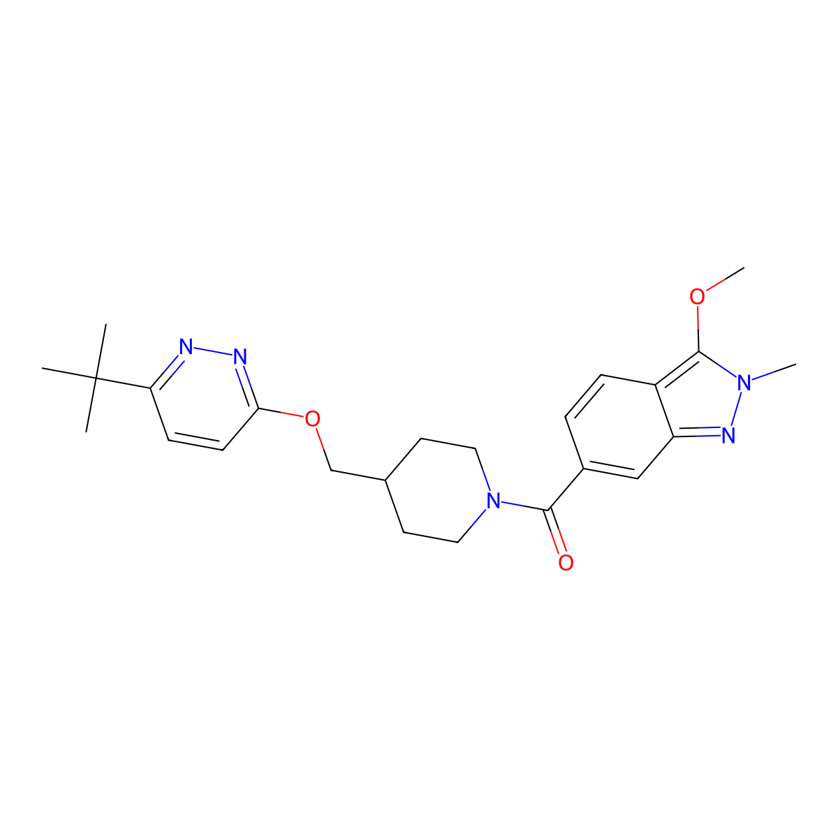 6-(4-{[(6-tert-butylpyridazin-3-yl)oxy]methyl}piperidine-1-carbonyl)-3-methoxy-2-methyl-2H-indazole molecular structure, CAS 2310121-73-2