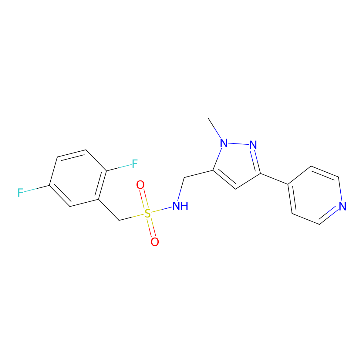 1-(2,5-difluorophenyl)-N-{[1-methyl-3-(pyridin-4-yl)-1H-pyrazol-5-yl]methyl}methanesulfonamide molecular structure, CAS 2310122-02-0