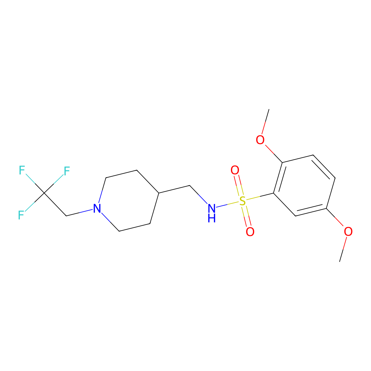 2,5-dimethoxy-N-{[1-(2,2,2-trifluoroethyl)piperidin-4-yl]methyl}benzene-1-sulfonamide molecular structure, CAS 2310122-23-5