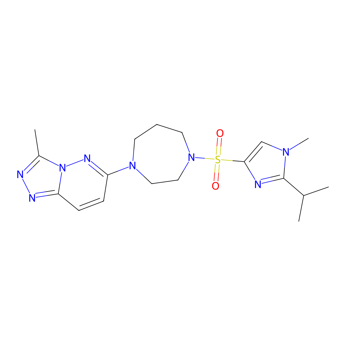 1-{[1-methyl-2-(propan-2-yl)-1H-imidazol-4-yl]sulfonyl}-4-{3-methyl-[1,2,4]triazolo[4,3-b]pyridazin-6-yl}-1,4-diazepane molecular structure, CAS 2310122-26-8
