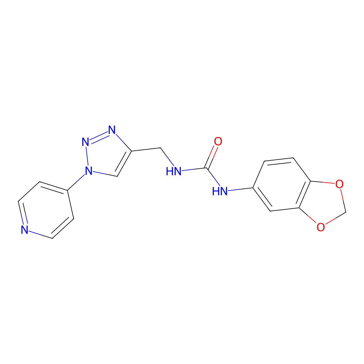 1-(2H-1,3-benzodioxol-5-yl)-3-{[1-(pyridin-4-yl)-1H-1,2,3-triazol-4-yl]methyl}urea molecular structure, CAS 2310122-42-8