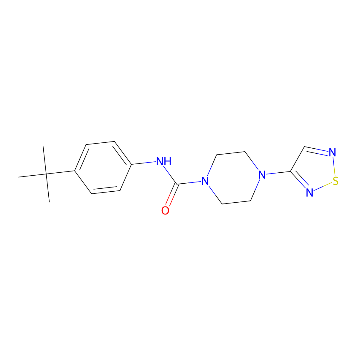 N-(4-tert-butylphenyl)-4-(1,2,5-thiadiazol-3-yl)piperazine-1-carboxamide molecular structure, CAS 2310122-53-1
